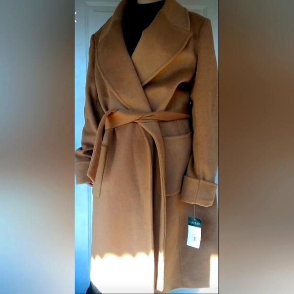 RALPH LAUREN 16 NEW CASHMERE WOOL BLEND TAN VICUNA COAT w BELT Womens winter - Picture 5 of 15